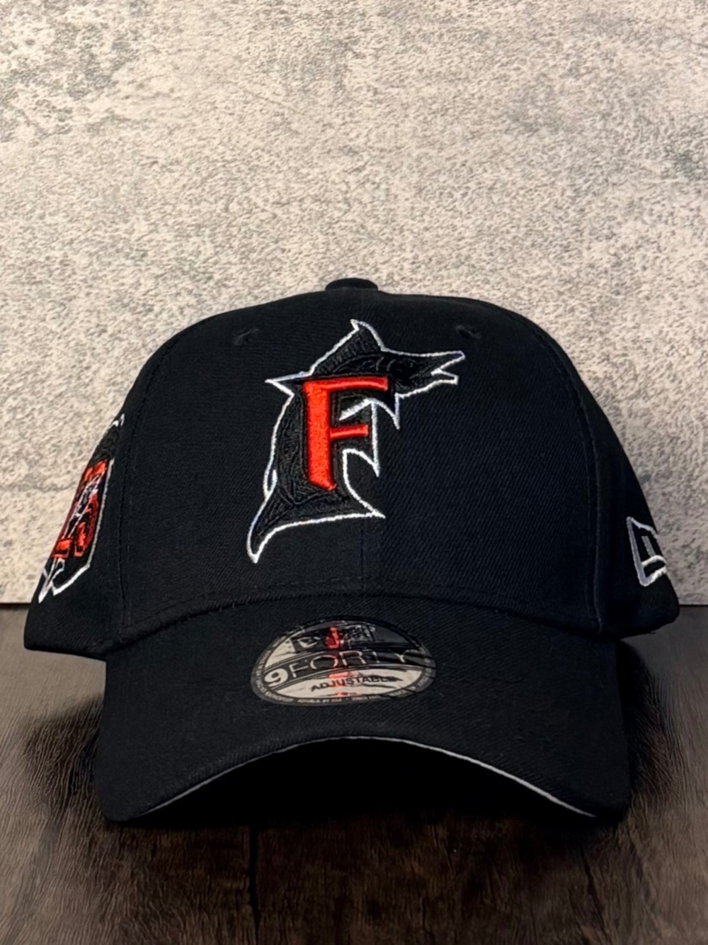 New Era 9FORTY Florida Marlins 25th Anniv Side Patch Low Profile MLB Hat NWT